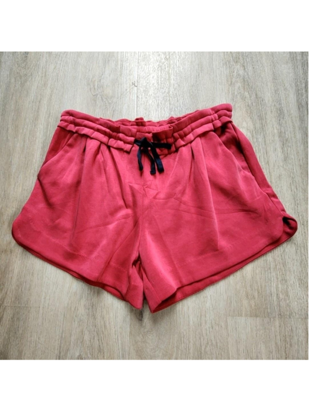 Umgee Shorts Womens S Pink Paperbag Elastic Waist Drawstring Pleated Casual
